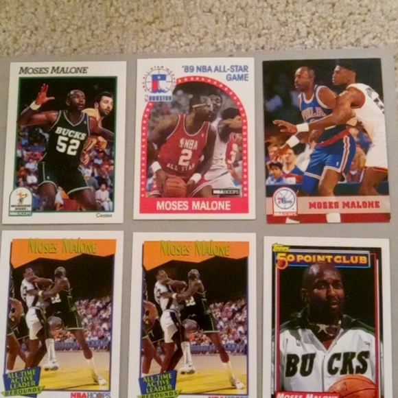 Lot of 33 Moses Malone Hawks, Bucks, and 76ers basketball cards - Picture 3 of 16